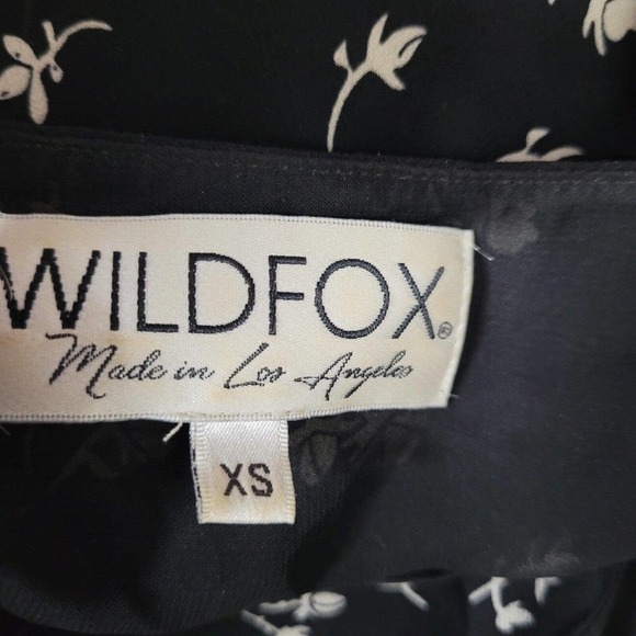 WILDFOX Women's Floral Wrap Maxi Dress Flutter Sleeves Black White Size XS - Picture 7 of 8